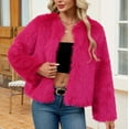 thumbnail image 1 of AUNVITO Women's Faux Fur Coat Winter Warm Short Solid V-Neck Outerwear Casual Party Luxe Textured Jacket, 1 of 7