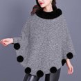 thumbnail image 1 of AUNVITO Women's Faux Fur Scarf Poncho Sleeveless Cape with Pom Poms Winter Warm Shawl Collar Casual Outerwear, 1 of 4