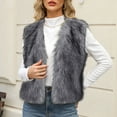thumbnail image 1 of AUNVITO Women's Faux Fur Vest Sleeveless Short Winter Warm Outerwear V-Neck Casual Stylish, 1 of 6