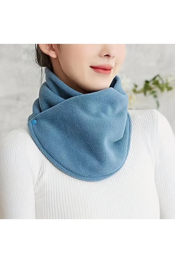 Women's Fleece-Lined Scarf with Double Buckle Design Windproof Thermal Outdoor and Casual Multi-Functional