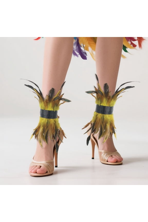 Women's Gothic Feather Ankle Cuffs Carnival Party Leg Accessories with Elastic Band for Festive Events
