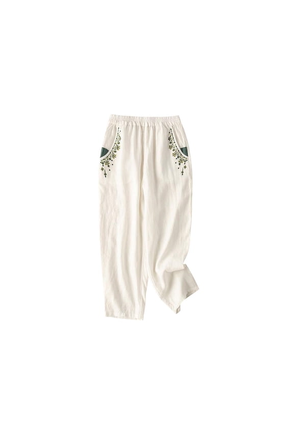 Women's Harem Pants Cropped Length Elastic Waist Casual Lounge Wear