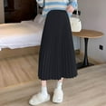 thumbnail image 1 of AUNVITO Women's High Waist Elastic A-Line Satin Pleated Maxi Skirt Solid Color Casual All Season, 1 of 6