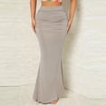 thumbnail image 1 of AUNVITO Women's High Waist Elastic Fold Casual Skirt Solid Summer Long Skirt Beach Party Work Daily Fashion, 1 of 6