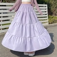 thumbnail image 1 of AUNVITO Women's High Waist Elastic Waist A-line Skirt with Pockets, Loose Fit Casual Solid Color Skirt - All Season Comfort, , Hand Wash Cold (Black, Pink, White, Purple, Green), 1 of 4