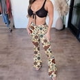 thumbnail image 1 of AUNVITO Women's High Waist Flare Leg Pants Vintage Print Butt Lifting Slim Fit Casual Trousers, 1 of 9