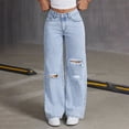thumbnail image 1 of AUNVITO Women's High Waist Straight Leg Jeans with Pockets Vintage Casual Comfort Denim Pants for Yoga & Daily Wear 100% Preshrunk Cotton, Elastic Waist, Fashionable & Functional Design, 1 of 7