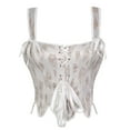 thumbnail image 1 of AUNVITO Women's Jacquard Bustier V Neck Strapless Boned Push Up Waist Cinching Corset Top Vintage and Stylish Style, 1 of 8