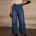 thumbnail image 1 of AUNVITO Women's Jeans High Waist Wide Leg Straight Leg Retro Solid Color Casual Pants Vintage Trousers, 1 of 9