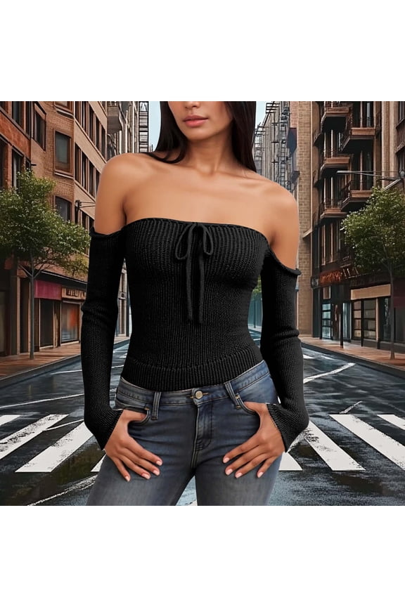 Women's Knit Top Halter Neck Cutout Shoulder Slim Fit Casual Fashion Daily Wear Soft and Lightweight
