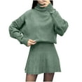 thumbnail image 1 of AUNVITO Women's Knitted Dress Set Long Sleeve High Neck Fall Winter Casual Loose Fit Sweater Dress and Top Combo Warm Comfortable Outfit, 1 of 8