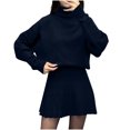 thumbnail image 1 of AUNVITO Women's Knitted Dress Set Long Sleeve High Neck Fall Winter Casual Loose Fit Sweater Dress and Top Combo Warm Comfortable Outfit, 1 of 8
