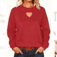 thumbnail image 1 of AUNVITO Women's Lace Heart Round Neck Long Sleeve Sweatshirt Loose Fit Casual Lightweight for Spring Summer, 1 of 8
