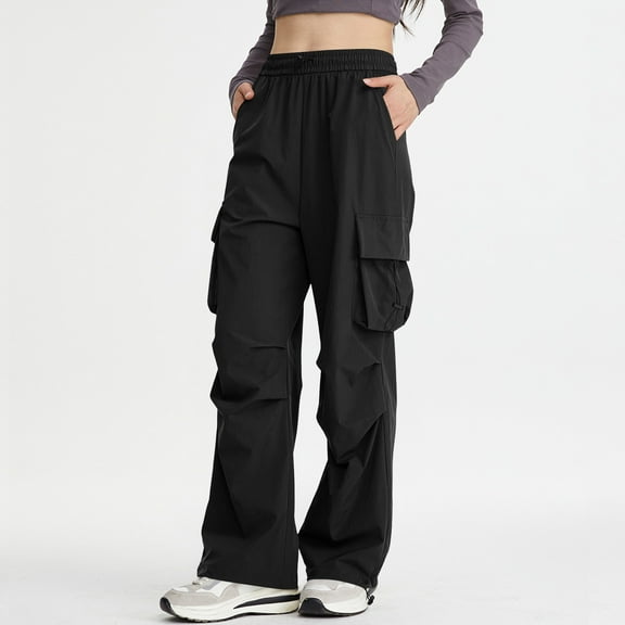 AUNVITO Women's Lightweight Hiking Travel Pants Stretch Nylon Spandex Elastic Waist Casual Outdoor Trousers