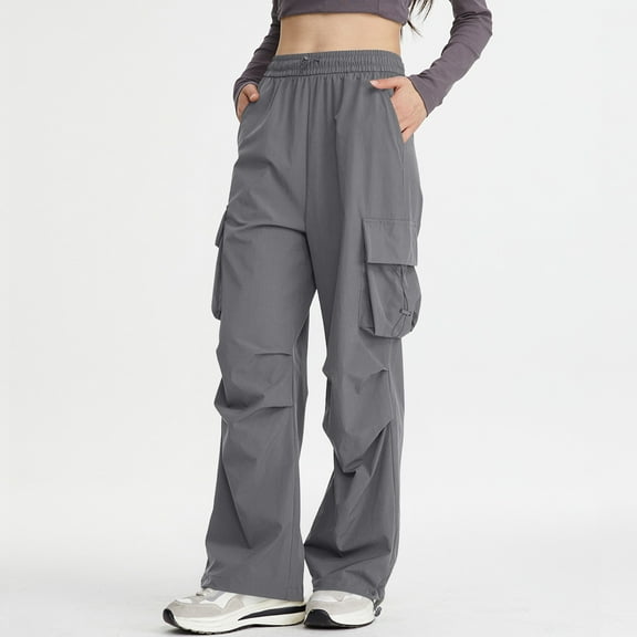 AUNVITO Women's Lightweight Hiking Travel Pants Stretch Nylon Spandex Elastic Waist Casual Outdoor Trousers