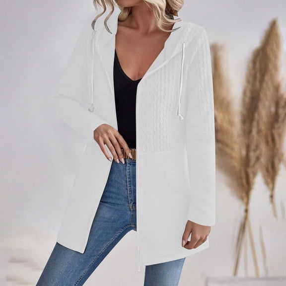 AUNVITO Women's Lightweight Hooded Trench Coat Multi Pocket Casual Jacket Soft Breathable Long Sleeve Spring Fall Outerwear