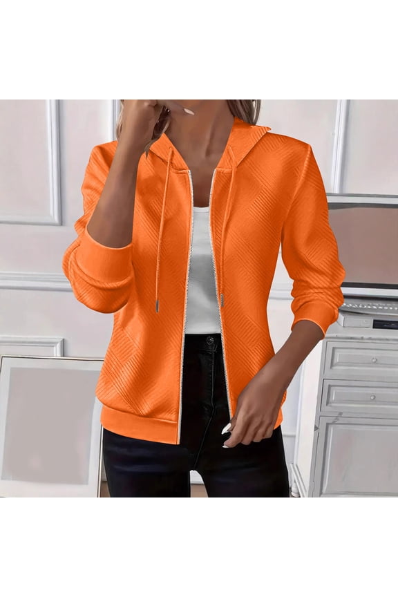 Women's Lightweight Hooded Zip-Up Sweatshirt Jacket Roman Fabric Casual Long Sleeve Outerwear Polyester Spandex Blend Solid Color Fall Winter Coat