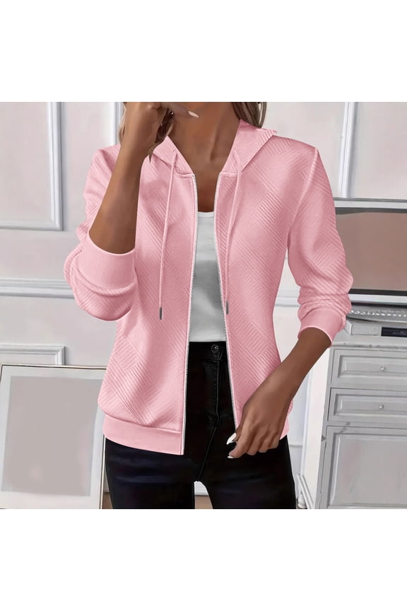 Women's Lightweight Hooded Zip-Up Sweatshirt Jacket Roman Fabric Casual Long Sleeve Outerwear Polyester Spandex Blend Solid Color Fall Winter Coat