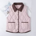 thumbnail image 1 of AUNVITO Women's Lightweight Quilted Sleeveless Vest Stand Collar Button Pocket Solid Color Thermal Outerwear, 1 of 4