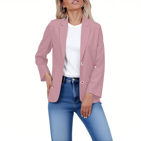 AUNVITO Women's Linen-Like Blazer Loose Fit Long Sleeve Pure Color Casual Vintage Wrinkle-Resistant Lightweight Jacket