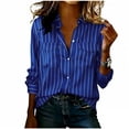 thumbnail image 1 of AUNVITO Women's Long Sleeve Shirt Notched Collar Button Front with Pocket Solid Color Casual and Chic Style, 1 of 5