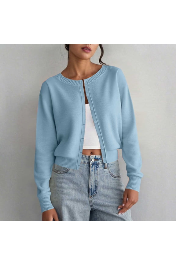 Women's Loose Fit Acrylic Sweater Cardigan Solid Color Casual Long Sleeve Knit Top