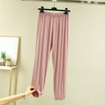 thumbnail image 1 of AUNVITO Women's Loose Fit Cuffed Pajama Pants All-Season Solid Color Modal Cotton Blend Casual Lounge Homewear Comfortable Sleepwear, 1 of 9