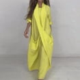 thumbnail image 1 of AUNVITO Women's Loose Fit Stretchy Long Sleeve Dress Round Neck Casual Comfort, 1 of 6