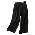 thumbnail image 1 of AUNVITO Women's Loose Fit Wide Leg Pants Solid Color Straight Casual Comfortable Elastic High Waist, 1 of 2