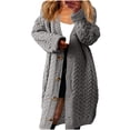 thumbnail image 1 of AUNVITO Women's Loose Regular Fit Button-Up Cardigan Long Knit Sweater Coat With Cable Pattern, 1 of 5