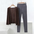 thumbnail image 1 of AUNVITO Women's Modal Pajama Set Long Sleeve Lounge Pants Open Front Casual Comfortable Loungewear, 1 of 5