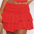 thumbnail image 1 of AUNVITO Women's Multi-Layer Lace Layered Skirt Solid Color Stacked Design Stylish Casual Summer Mini Skirt for Girls and Women, 1 of 3