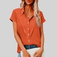 thumbnail image 1 of AUNVITO Women's Notched Collar Short Sleeve Shirt Button Front Wrinkle Resistant Casual Spring Summer Style, 1 of 7