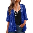 thumbnail image 1 of AUNVITO Women's Open Front Sequined Jacket with Three-Quarter Sleeves for Glamorous Parties, 1 of 7