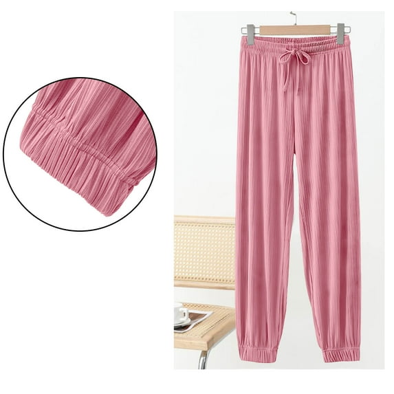 AUNVITO Women's Pajama Pants Loose Fit Elastic Waistband Cuffed Ankles Casual and Comfortable Style