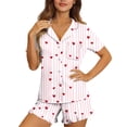 thumbnail image 1 of AUNVITO Women's Pajama Set Button Down Short Sleeve Top and Shorts Cute and Comfortable Sleepwear Loungewear, 1 of 7