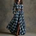 thumbnail image 1 of AUNVITO Women's Plaid Dress Button-Down Shirt Dress with Belt and Pockets Vintage and Slim-Fit Irregular Hem Long Sleeve, 1 of 6