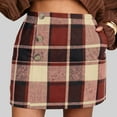 thumbnail image 1 of AUNVITO Women's Plaid Skirt with Elastic Waist Button Detail and Pockets Classic and Elegant Style, 1 of 9