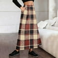 thumbnail image 1 of AUNVITO Women's Plaid Skirt with Elastic Waist and Functional Pockets Classic and Versatile Style, 1 of 7
