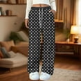 thumbnail image 1 of AUNVITO Women's Polka Dot Print Elastic Waist Pants with Side Pockets and Tie Detail Casual and Comfortable Lounge Style, 1 of 5