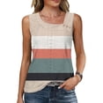 thumbnail image 1 of AUNVITO Women's Print Sleeveless Top with Irregular Neckline Button Detail and Cut-out Design Casual Chic Style, 1 of 7