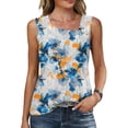 thumbnail image 1 of AUNVITO Women's Print Sleeveless Top with Irregular Neckline Button Detail and Cut-out Design Casual Chic Style, 1 of 8