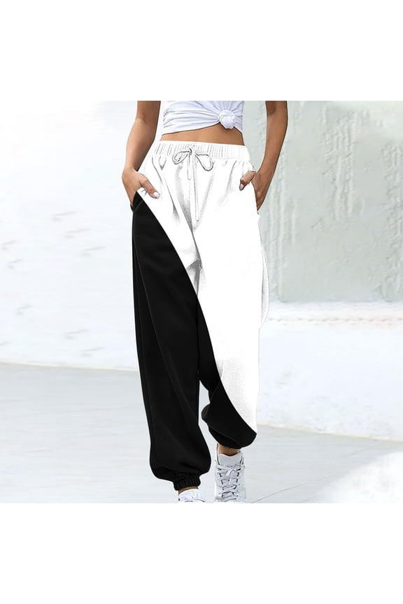 Women's Printed Loose Fit Joggers Drawstring Cuff Casual Sweatpants with Stylish Design