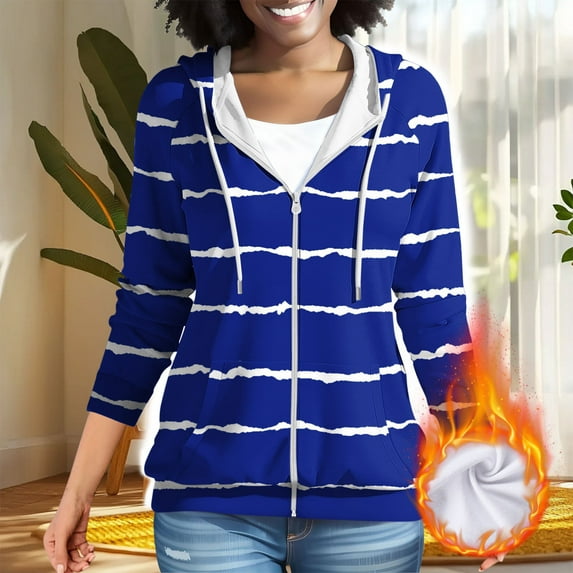 AUNVITO Women's Printed Raglan Sleeve Loose Fit Hooded Sweater with Pockets & Zipper, Soft Casual Wear for Spring Daily Outfits