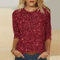 thumbnail image 1 of AUNVITO Women's Printed Top Seven-Eight Sleeve Round Neck Pullover Casual and Fashionable Style, 1 of 5