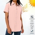 thumbnail image 1 of AUNVITO Women's Quick-Dry Sun Protection Sport Shirt Short Sleeve with Button-Down Collar and Zipper Pockets Casual Outdoor Style, 1 of 9