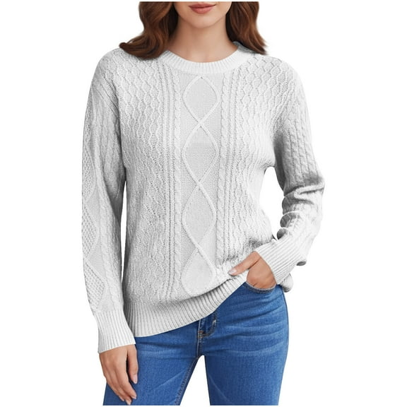 AUNVITO Women's Ribbed Knit Sweater Crew Neck Long Sleeve Lightweight and Warm Casual Elegant Style