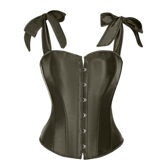 AUNVITO Women's Satin Corset Top Strapless Boned Bustier with Tie Details Stylish and Form-Fitting for Body Shaping