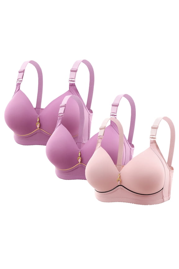 Women's Seamless Wire-Free Bra Full Coverage Plus Size Comfortable Support Everyday Wear 3-Pack