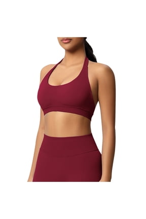 Women's Seamless Yoga Bra Halter Neck Racerback with Shock Absorption Push Up Support Breathable and Lightweight for Fitness